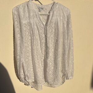 Lucky Brand White Patterned Blouse